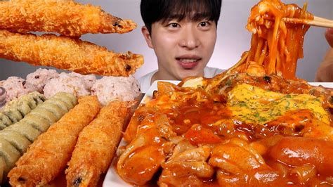 두찜 신메뉴가 나왔어 그렇다면 두찜 불닭로제찜닭 새우튀김 밥 먹방 Asmr Mukbang Fire Rose