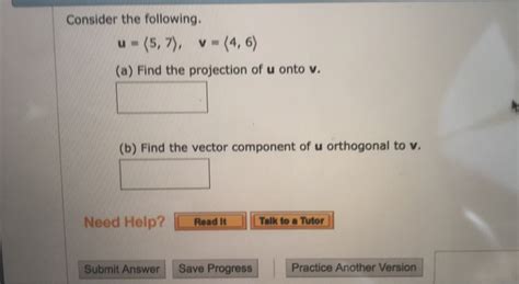 Solved Consider The Following U 5 7 V 4 6 A Find Chegg