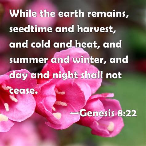 Genesis 8 22 While The Earth Remains Seedtime And Harvest And Cold And Heat And Summer And