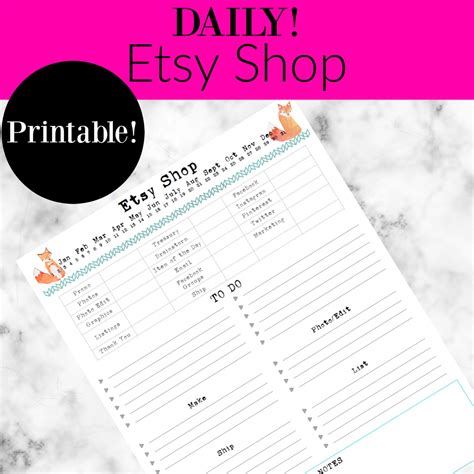 Etsy Planner Etsy Shop Planner Daily Etsy Planner