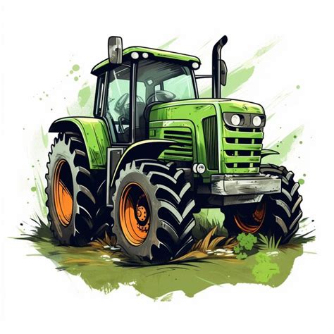 Premium AI Image There Is A Green Tractor With Orange Wheels On A