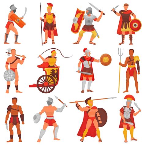 Gladiator Vector Guerrero Romano Personaje En Armadura Con Espada O