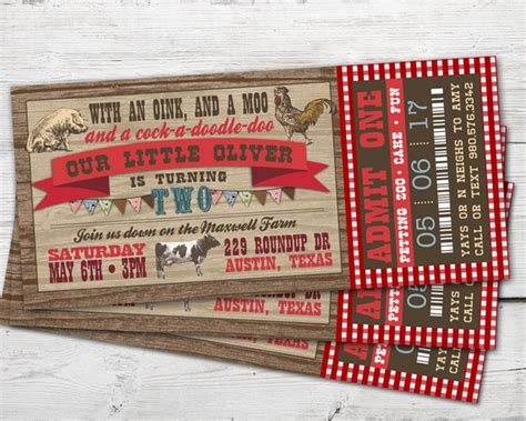 Farm Birthday Invitation Barnyard Invitation Petting Zoo Invitation