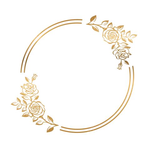 Round Floral Design Vector Hd Images, Golden Round Frame With Roses ...