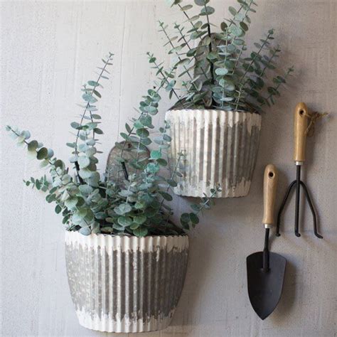 Galvanized Wall Planters Set Of 2 Galvanized Wall Planter Wall