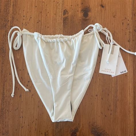 Good American Tiny Ties Bikini Bottoms Size 4 XL Ivory Minimal Coverage