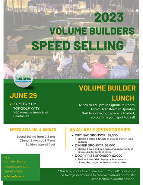 Volume Builders TopGolf Speed Selling 2023 | GHBA
