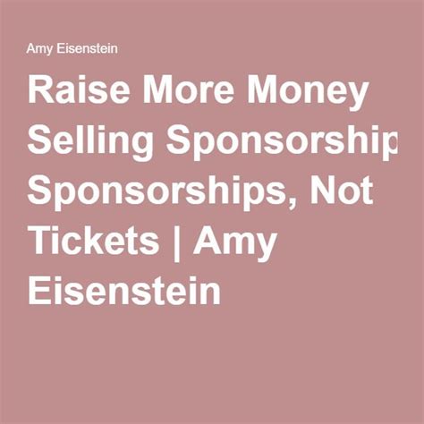 Raise More Money Selling Sponsorships Not Tickets Sponsorship