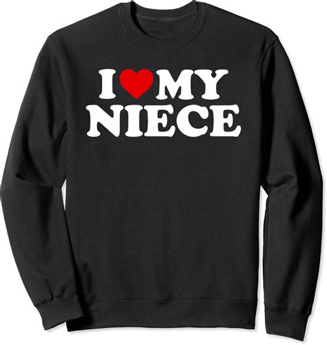 I Love My Niece Red Heart Sweatshirt Clothing Shoes