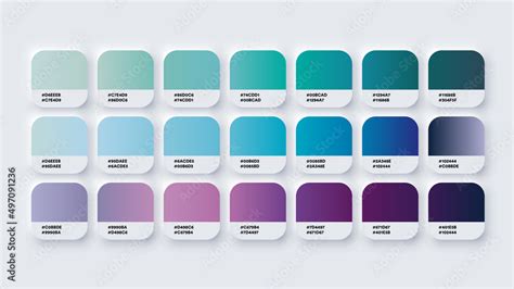 Vecteur Stock Pantone Colour Palette Catalog Samples Blue And Purple In Rgb Or Hex Pastel And