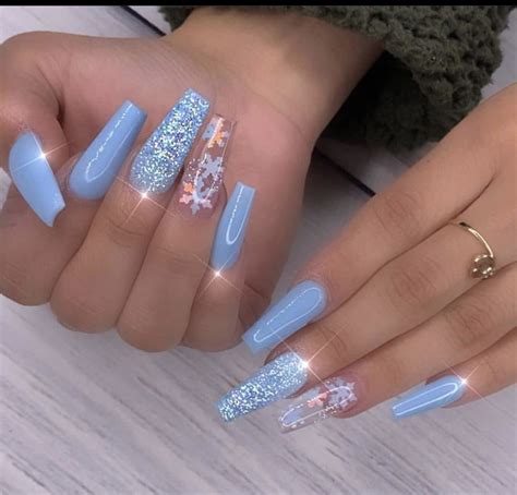 Blue Cute Acrylic Nails For Christmas You Can Make Them Look Classy