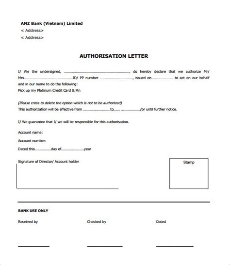 Free 8 Sample Bank Authorization Letter Templates In Ms Word Pdf