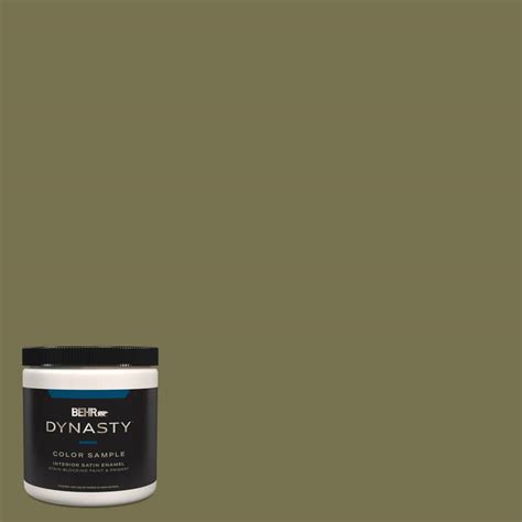 BEHR DYNASTY 8 Oz S350 6 Truly Olive Satin Enamel Stain Blocking