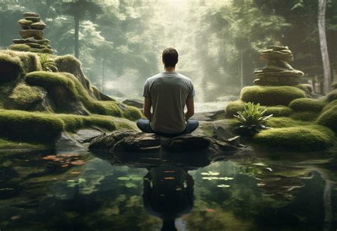 ai generative photo of a man practicing mindfulness and meditation in a ...