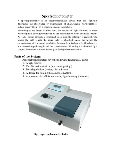 Spectrophotometer: Parts of The System | PDF | Spectrophotometry | Absorbance