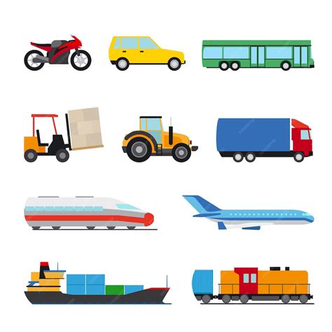 Premium Vector Transport Flat Icons Set