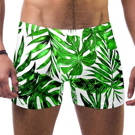 Swim Jammers For Men Mens Swim Briefs Modern Green Tropical Palm