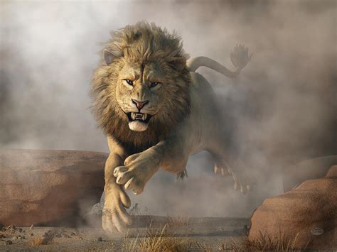 Lion Attack Digital Art by Daniel Eskridge - Pixels