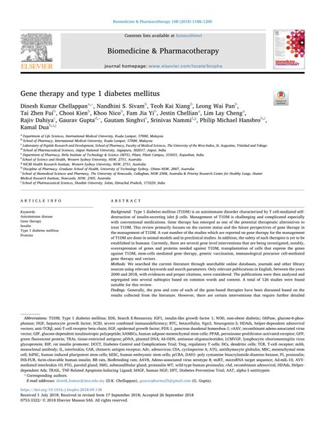 (PDF) Gene therapy and type 1 diabetes mellitus