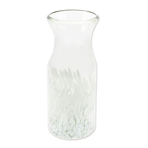 Mercer41 Handmade White Strokes Handblown Recycled Glass Carafe Wayfair