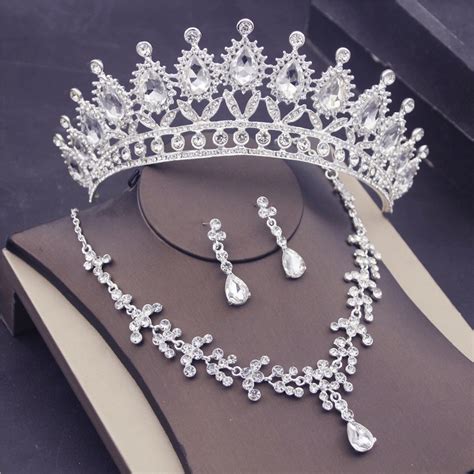 Diademe Pink Sets Ensembles De Bijoux De Mariage Pour Femmes Diad Mes