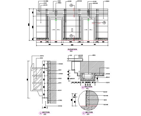 Section Door Elevator Detail Dwg File Cadbull