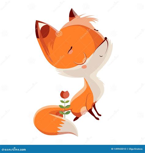 Vector Red Proud Fox With A Flower Stock Vector Illustration Of Proud