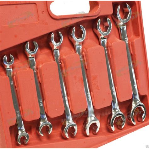 6 Pc SAE Flare Nut Wrench Set W Molded Carring Case