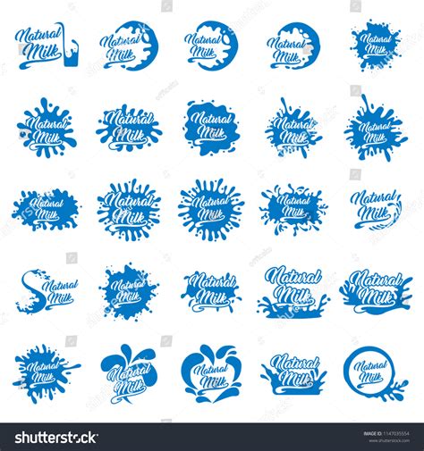 Milk Labels Vector Set Splash Blot Stock Vector Royalty Free 1147035554