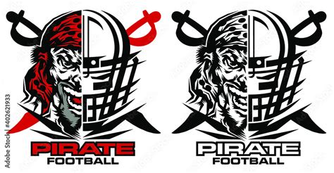 pirate football team design with half helmet and swords for school ...