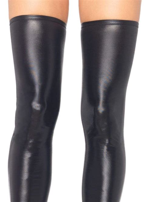 Zora Wet Look Thigh Highs Womens Socks And Hosiery Leg Avenue