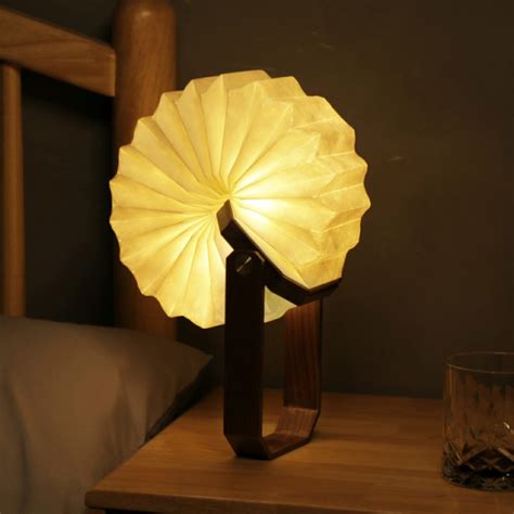 Gingko Smart Origami Lamp Usb Rechargeable Natural Wood And Tyvec