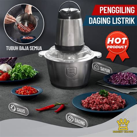 Bright Crown Blender Chopper Stainless Steel L Penggiling Bumbu Daging