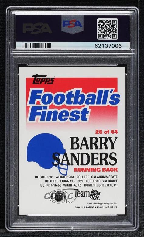 1992 Topps Football S Finest Barry Sanders 26 PSA 9 MINT HOF EBay