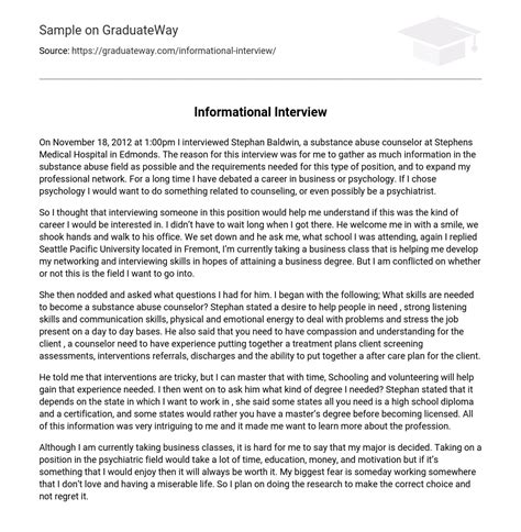 Informational Interview Essay Example Graduateway