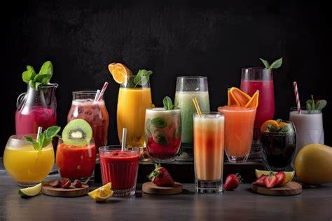 Premium AI Image | Selection of summer drinks including cocktails ...