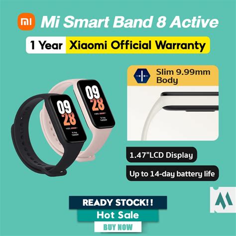 【1year Warranty】xiaomi Smart Band 8 Active 147 Display 24h Sleep Monitoring Global Version