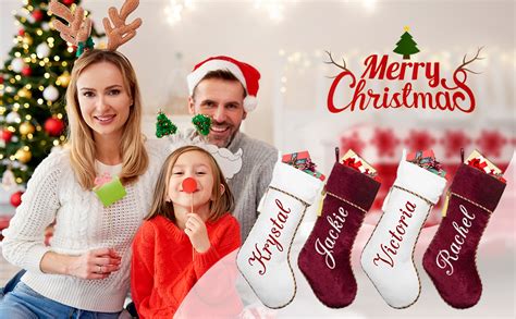 Ugiftcorner Personalized Christmas Stockings 6 Pack Red Velvet