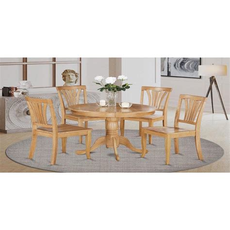 East West Furniture Piece Round Natural Oak Finish Solid Wood Top