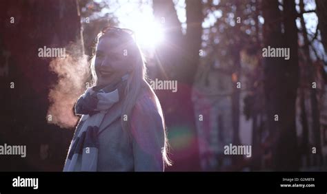 Beautiful Blonde Woman Smiling To The Camera Stock Photo Alamy