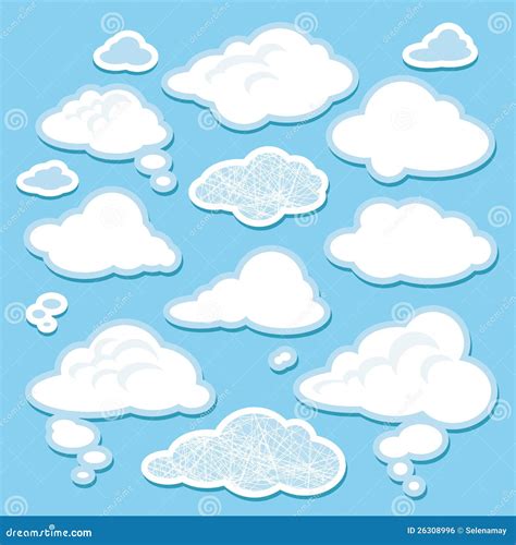 Conjunto Del Vector De Nubes De La Historieta Ilustración Del Vector Ilustración De Blanco