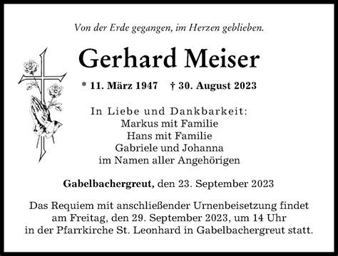 Traueranzeigen Von Gerhard Meiser Augsburger Allgemeine Zeitung