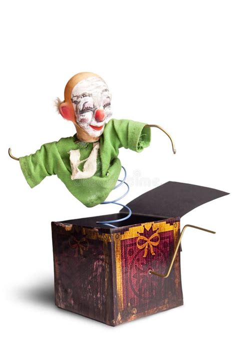 Scary Clown Holding a Jack-in-the-box Toy Stock Photo - Image of washed ...