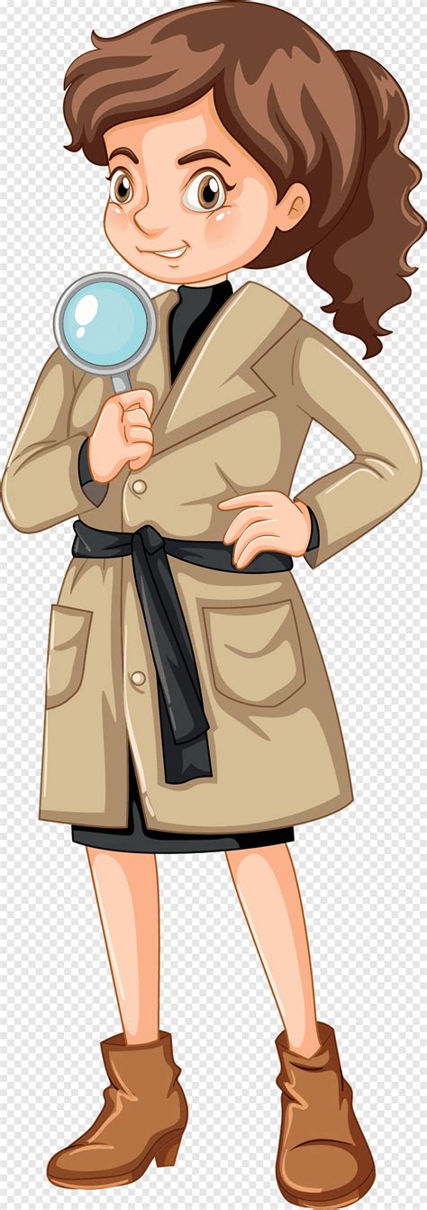 Female Detective Spy With Magnifying Glass Png PNGEgg