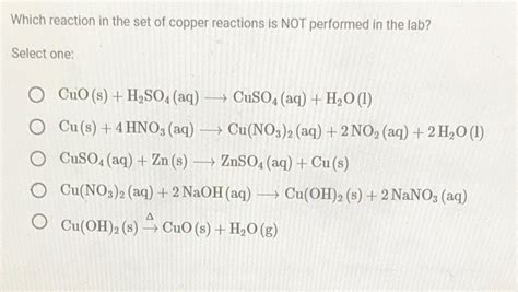 Solved Which reaction in the set of copper reactions is NOT | Chegg.com