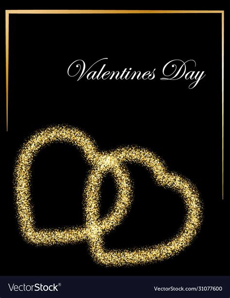 Happy Valentines Day Card With Gold Glittering Vector Image