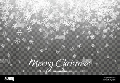 Christmas Snow Falling Snowflakes On Dark Background Snowfall Vector