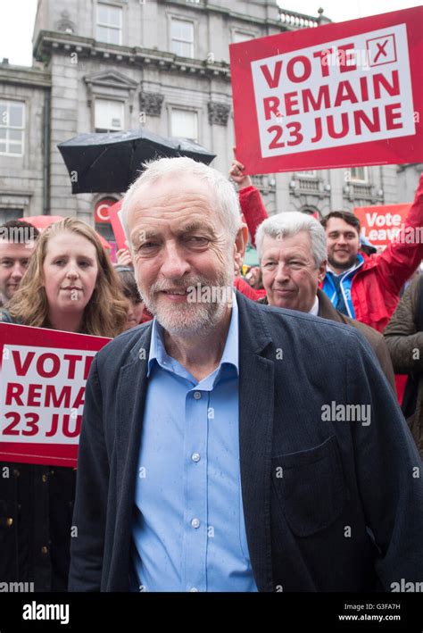 Labour Leader Jeremy Corbyn During A Visit To Aberdeen In Scotland As He Campaigns For A Remain