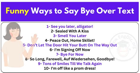 50 Funny Ways To Say Bye Over Text EngDic