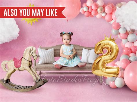 Digital First Birthday One Backdrop for Baby Girl With Balloons ...